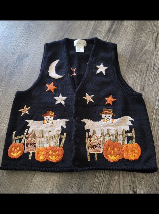 Mandal Bay Sweaters - Mandal Bay Vintage Knit Halloween Cardigan Vest